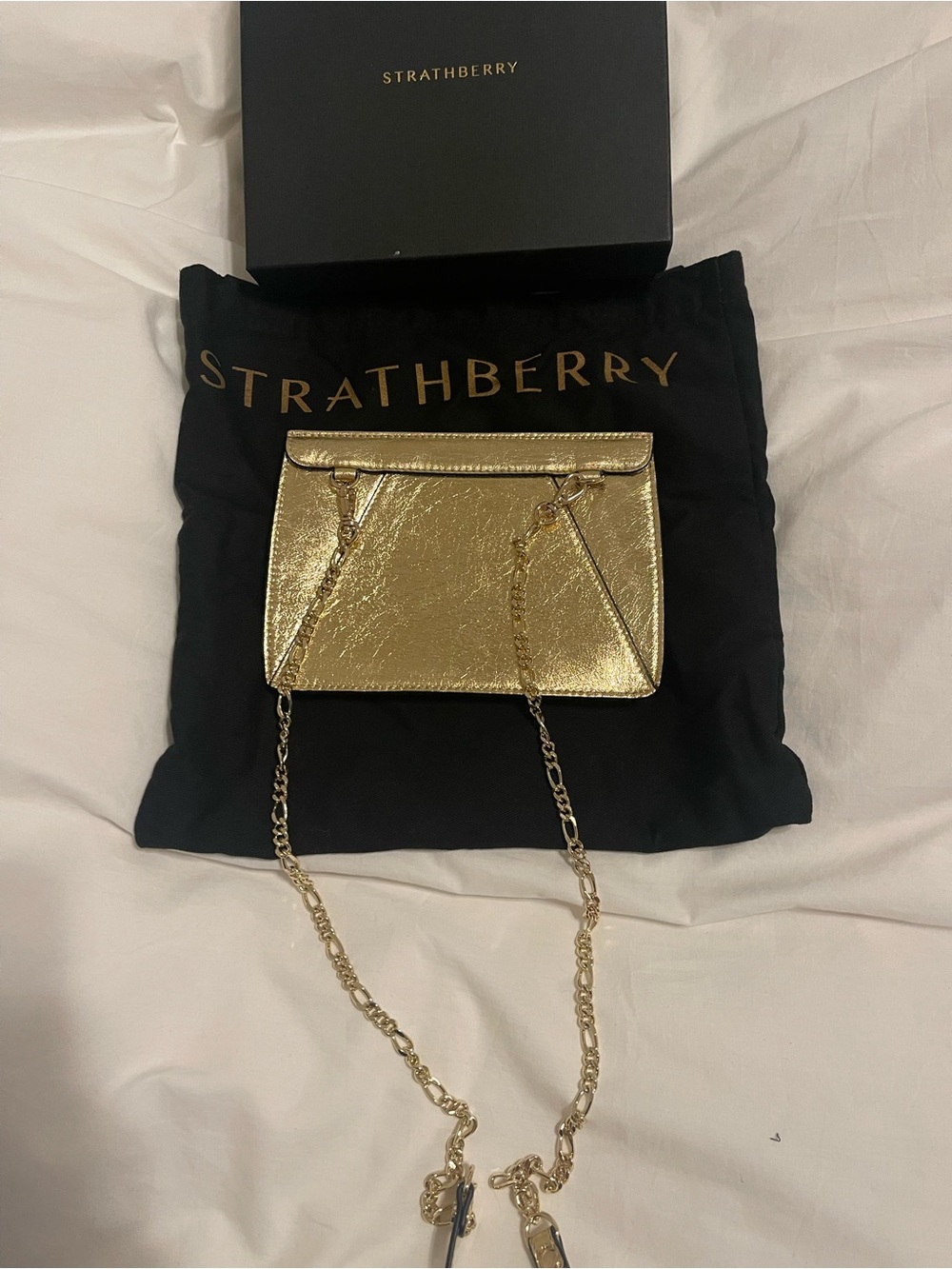 Strathberry Metallic Gold Mini Crossbody with Chain Strap - Picture 5 of 5